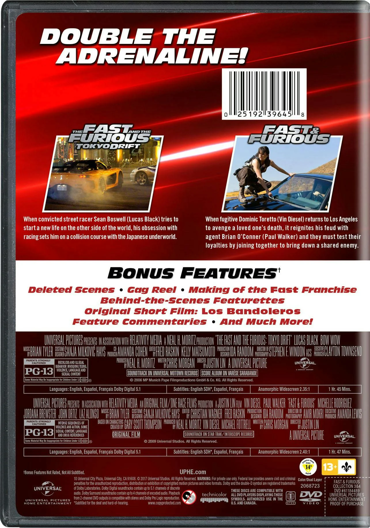 Fast & Furious Collection: 3 & 4 (DVD Double Feature) [DVD] - Image 2