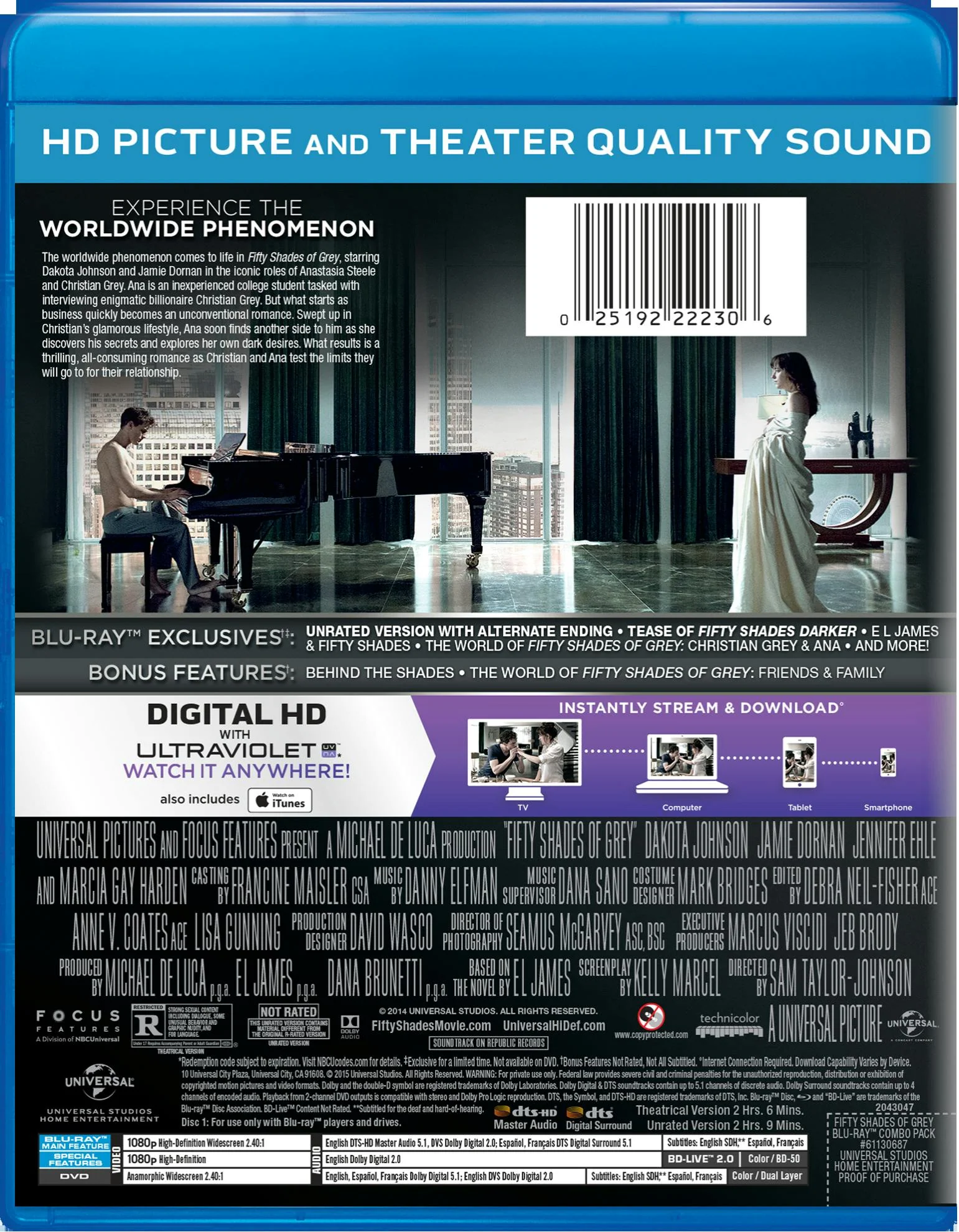 Fifty Shades of Grey (Unrated Edition DVD + Digital) [Blu-ray] - Image 2