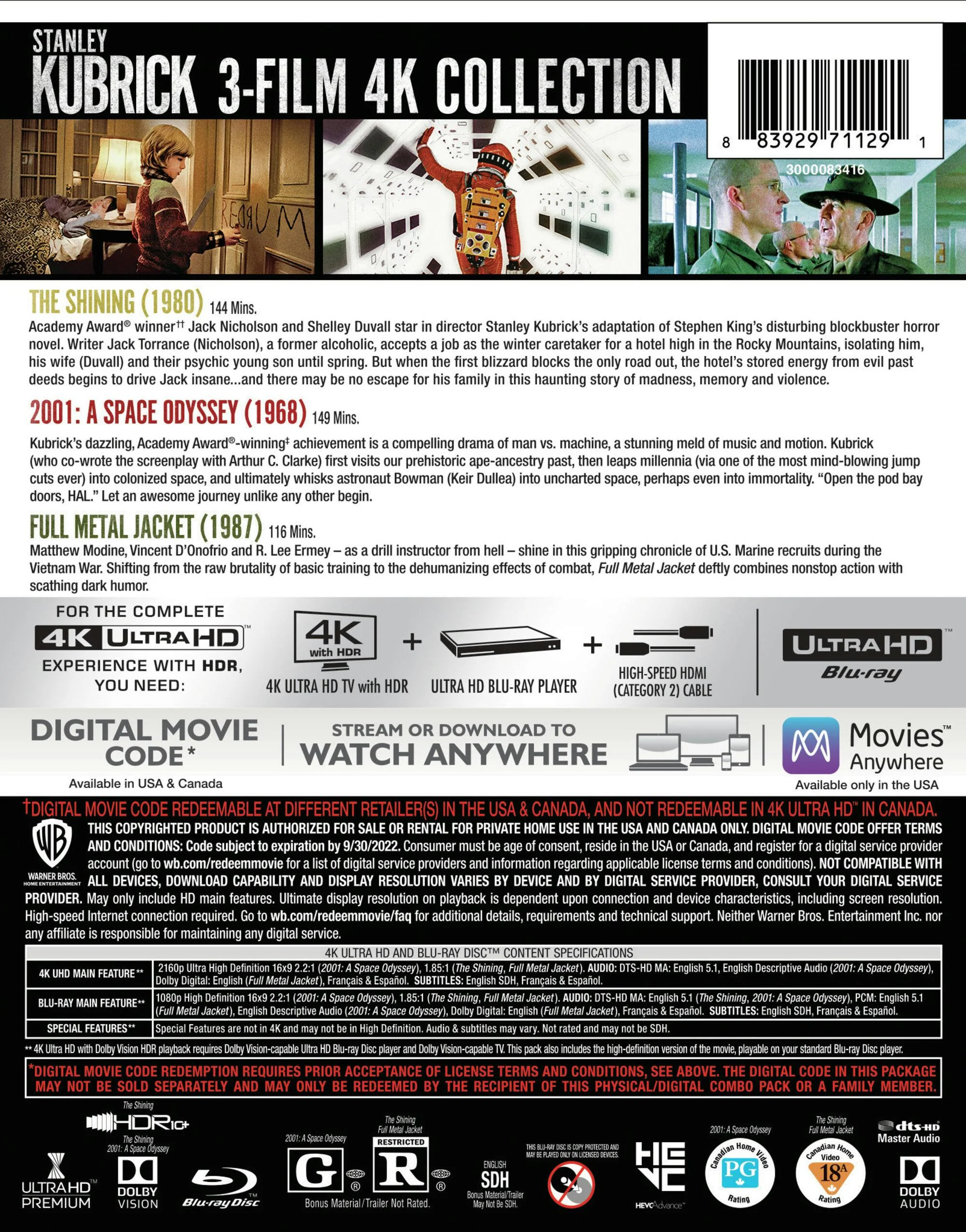 Stanley Kubrick: 3-film Collection (4K Ultra HD + Blu-ray) [UHD] - Image 3