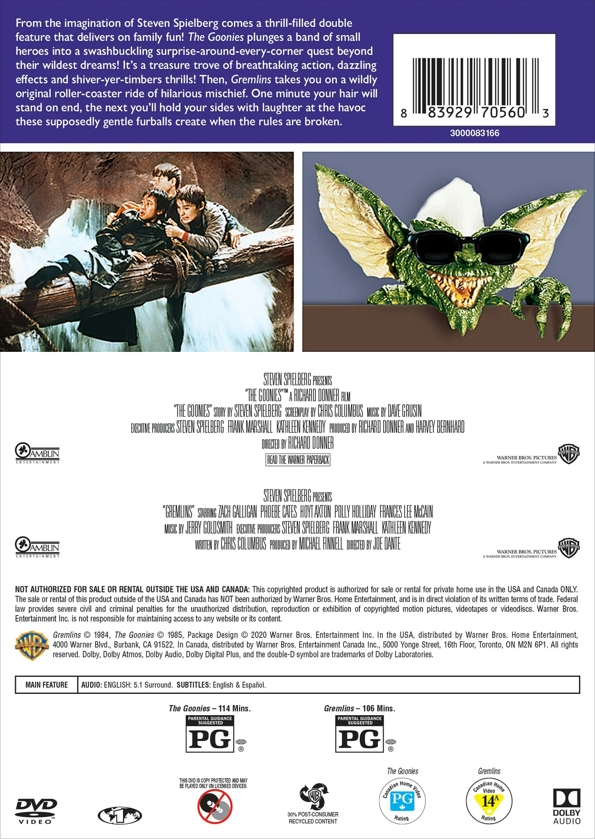 The Goonies/Gremlins (DVD Double Feature) [DVD] - Image 2